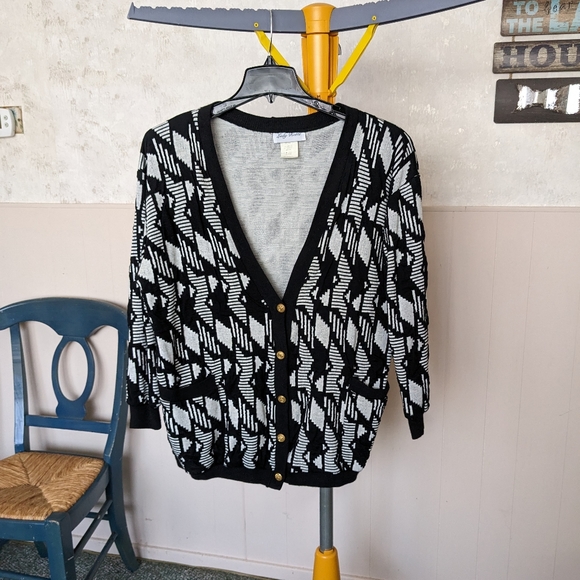 LADY RONTE Vintage Granny Abstract Cardigan, Sz L, EUC! - Picture 3 of 8